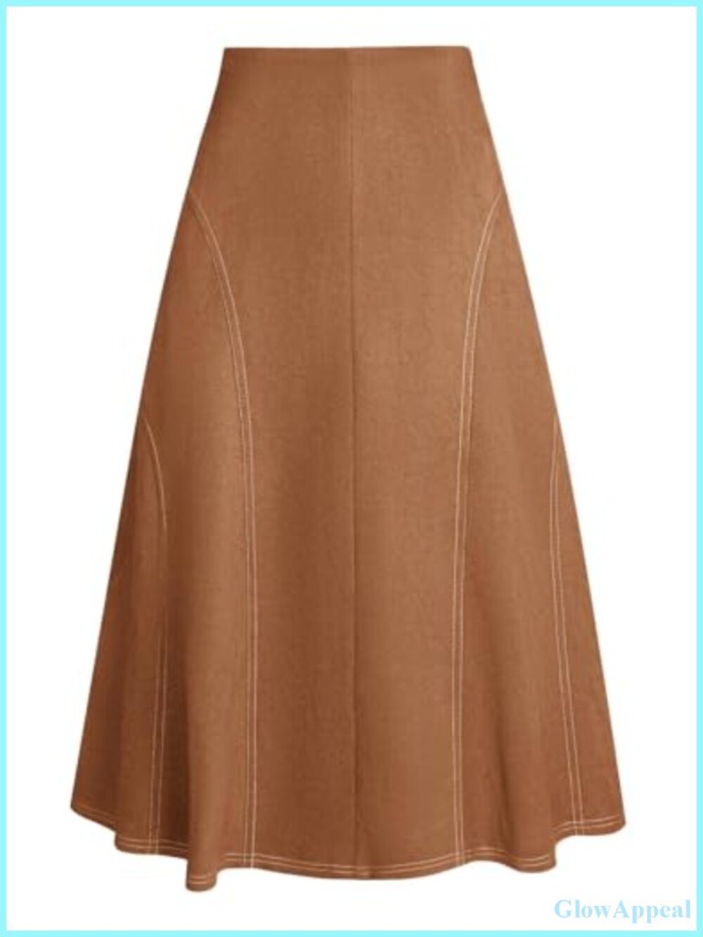 Faux Suede Midi Skirt High Waist A-Line Fall Winter